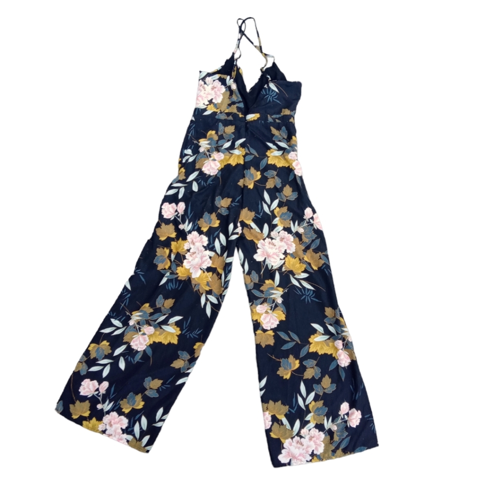 Lulus Glam Black Floral Jumpsuit Size M